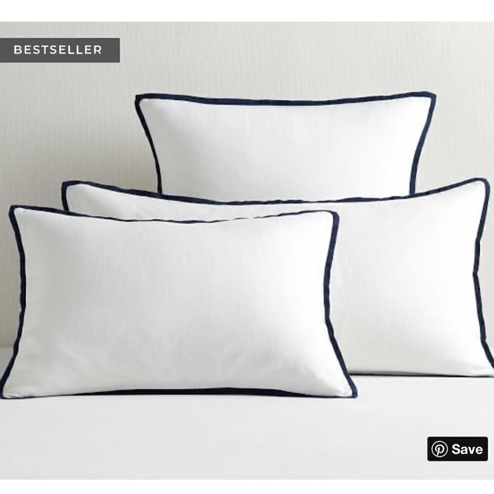 Pottery Barn Belgian Flax Linen Contrast Euro Sham